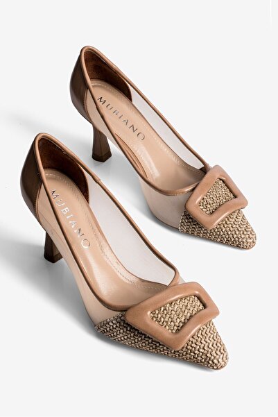 Mubiano Γυναικεία παπούτσια με τακούνι στιλέτο με λεπτομέρεια από διχτυωτό υλ...