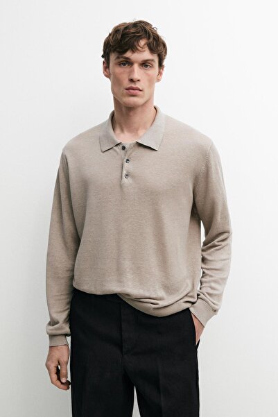 Massimo Dutti Polo yaka %100 keten triko kazak