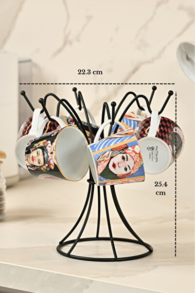 Edora Home Siyah 6 Kancalı Bardak Askılığı Kupa Fincan Düzenleyici Paslanmaz ...