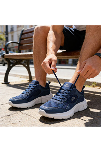 Tmall Pantofi sport bărbătești, cu inserții de plasă, B4062, albaștri