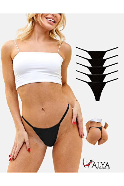 ALYA UNDERWEAR Γυναικεία στρινγκ εσώρουχα με κορδόνια - 5 τεμάχια μαύρα σε συ...