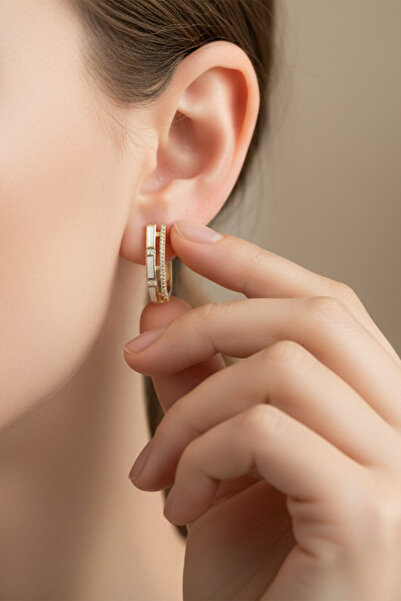XUPING JEWELRY STİL İNCİSİ/XUPING JEWELRY OVAL BEYAZ ZİRKON TAŞLI KÜPE