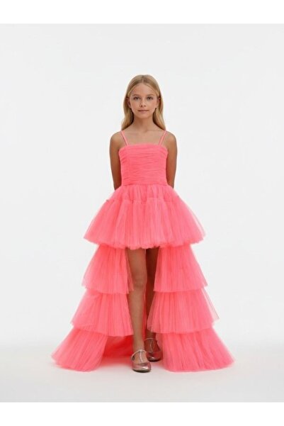 Zekids Βραδινό φόρεμα κοριτσιού από τούλι με κοντό μπροστινό και μακριά πίσω ...