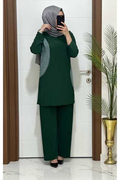masalabiyem 3333 K 70 ZÜMRÜT YEŞİLİ  TAŞ DETAY SANDY TAKIM