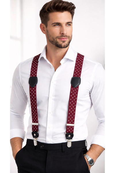Başkent Çanta Galerisi Burgundy polka dot trouser strap