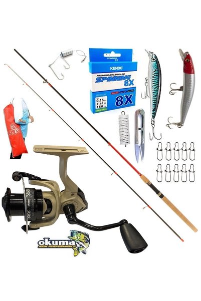 Oslo Okuma Outrax 4000 270cm 10-35gr Remixon Red Zoom Karbon Rapala Maket Balık Spin Olta Takımı Seti