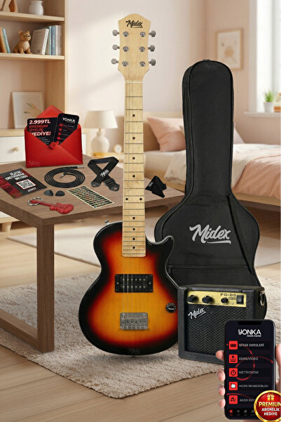Midex CEG-34SB 5-8 Yaş Çocuklar İçin Amfili Full 1/2 34 İnç Elektro Gitar Set...