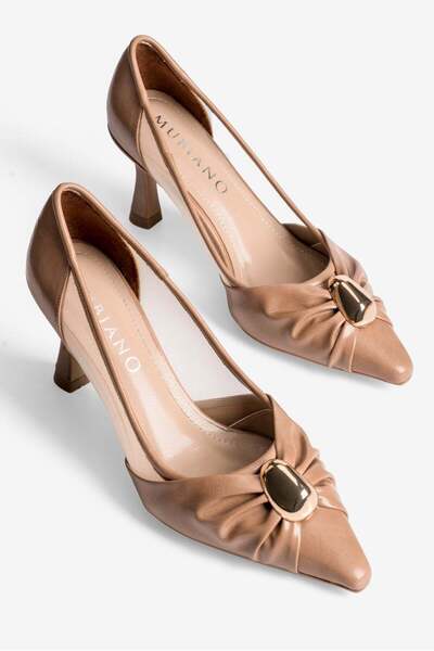 Mubiano Γυναικεία παπούτσια με τακούνι στιλέτο με λεπτομέρεια από διχτυωτό υλ...