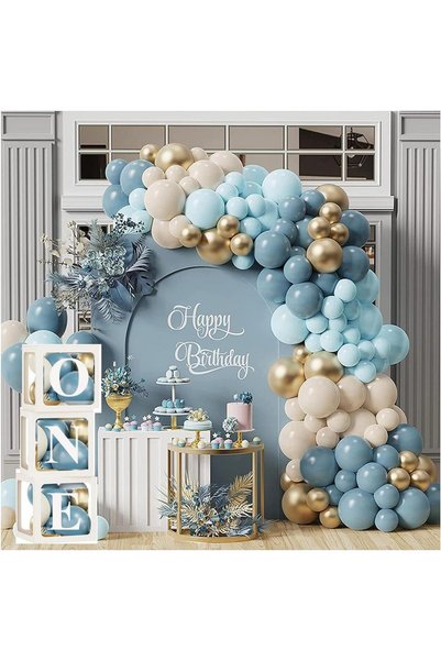Patladı Gitti Okyanus Temalı 1 Yaş Doğum Günü Set 118 Parça; One Kutu ve Lateks Balon Set