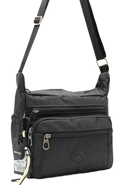 Bevitton Черна чанта за през рамо Водоустойчива набръчкана материя 4100