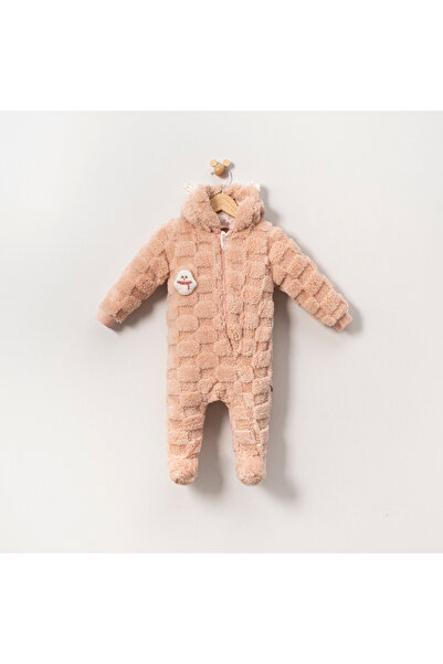 Sevnur Baby Baby Girl Winter Plush Zippered Jumpsuit