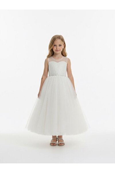 Zekids Βραδινό φόρεμα για κορίτσια με λεπτομέρεια από τούλι και φιόγκο