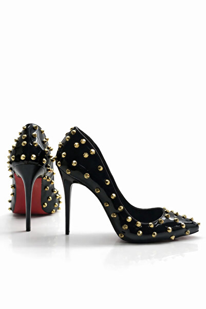 HAYYSHOES Lumira Siyah Mat Tarotlu Stiletto Kadın Yüksek Topuklu Ayakkabı 10 Cm