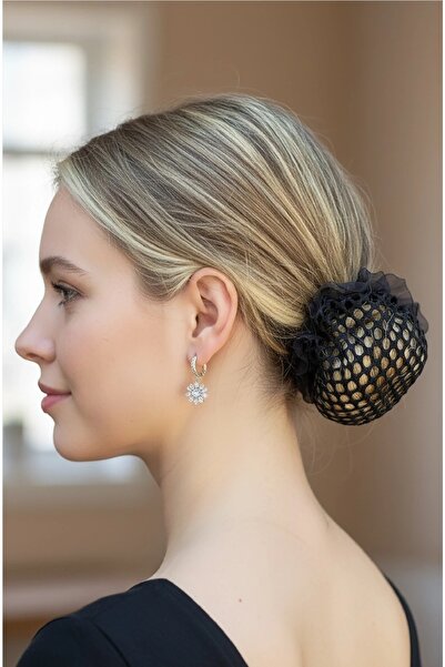 Panowill Design Black Color Large Mesh Detailed Bun Buckle Women's Hair Acces...