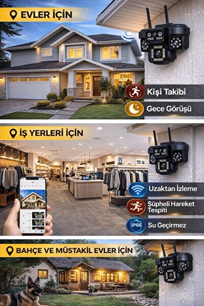 O-KAM OK202 Wifi 12MP 4 Lens Gece Görüş Sesli Akıllı Güvenlik Kamerası Adaptör Hediyeli