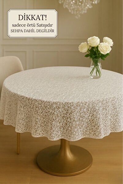 Rona Home Πολυτελές στρογγυλό κάλυμμα τραπεζιού σαλονιού – διαγραφόμενο, αδιά...