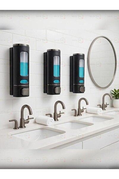 MAİN SHOP 3 τμχ Μαύρο 400ml Επιτοίχιος Χειροκίνητος Διανομέας Σαπουνιού Υγρός...