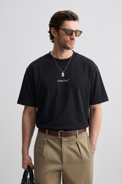 The Champ Clothing Ανδρικό μπλουζάκι Oversize Creative Chmp με στάμπα σε μαύρ...