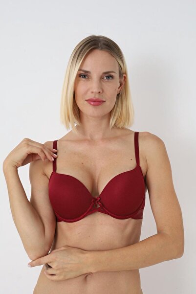 MODELLİFE Μπορντό Σουτιέν με Διπλή Υποστήριξη και Διπλή Ενίσχυση Push Up, με ...