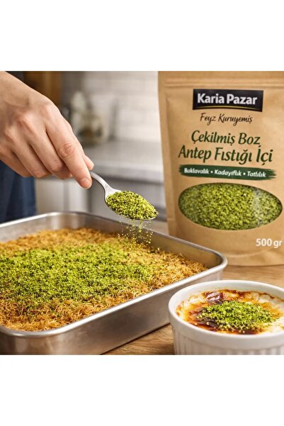 Karia Çekilmiş Boz Antep Fıstığı İçi Baklavalık Kadayıflık Tatlılık 250 g