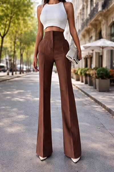 Sea Queen Women's Extra High Waist Tightening Spanish Leg Fabric Pants