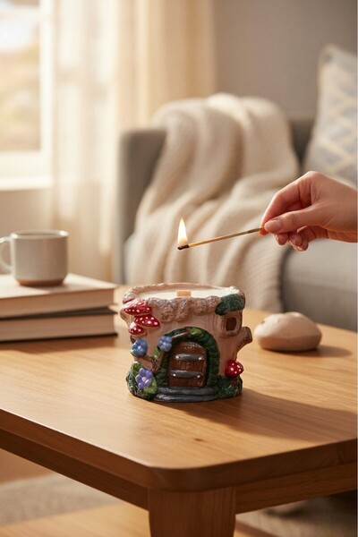 Binbirdemet El Yapımı Peri Evi Soya Wax Mum – Dekoratif ve Aromatik