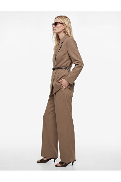 Koton Ψηλόμεσο παντελόνι με φαρδιά μπατζάκια από μείγμα βισκόζης και πιέτες