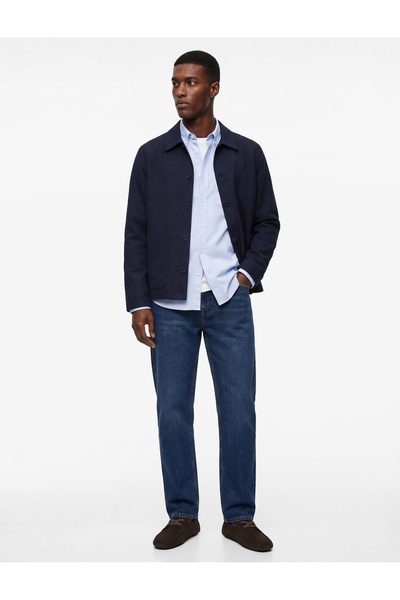 Koton Pamuklu Uzun Kollu Gömlek Yaka Cepli Düğmeli Ceket