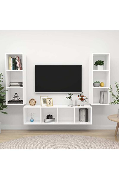 Concept Set de dulapuri TV, 3 piese, alb, PAL