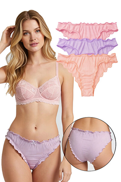 Sensu Γυναικεία εσώρουχα Modal Cotton Lycra Ribbed 3-pack Ροζ