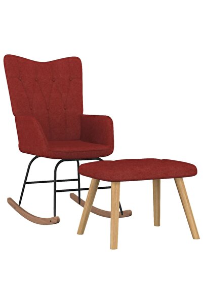 Concept Scaun balansoar cu taburet, roșu vin, textil