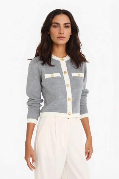 DeFacto Стандартна обикновена трикотажна жилетка с кръгло деколте и копчета C...