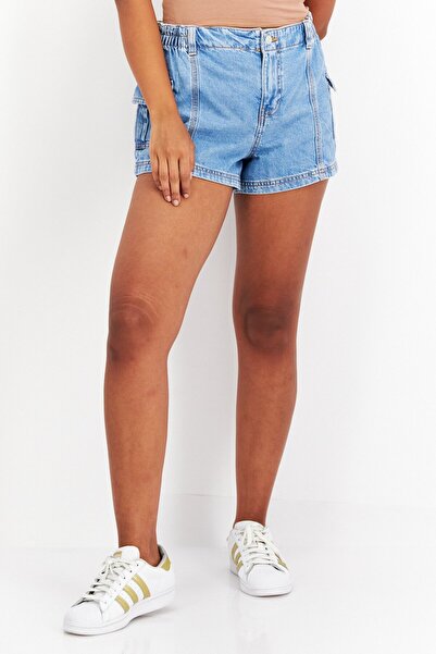 Don't Call Me Jennyfer Women Washed Denim Shorts, Blue