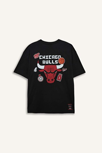 DeFacto Nba Chicago Bulls Oversize Crew Neck Short Sleeve T-Shirt E4003Ax25Sm