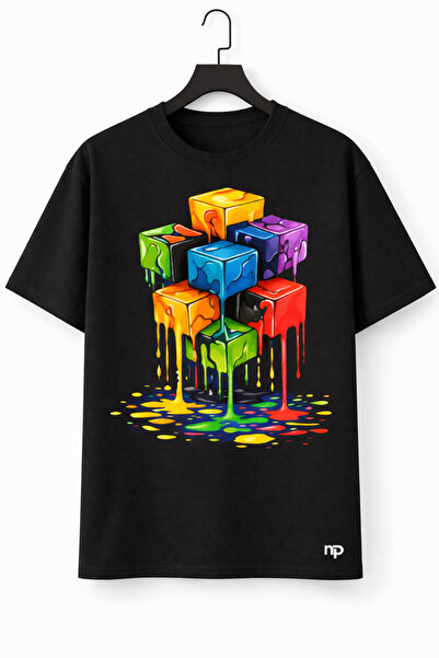 MARKATEM oversized Ανδρικό γυναικείο μπλουζάκι Unisex Πολύχρωμο μπλουζάκι με ...