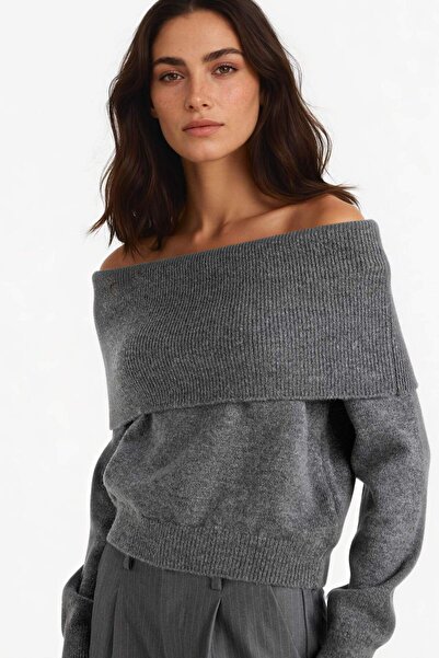 DeFacto Πλεκτό πουλόβερ με ανοιχτό ώμο κανονικής εφαρμογής F3029AX25WN