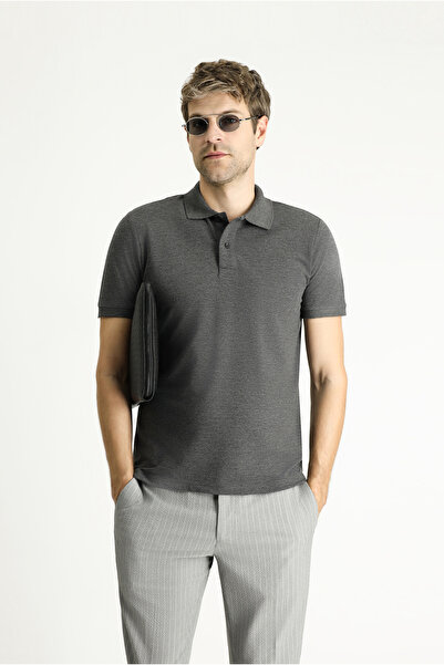 Kiğılı Tricou slim din bumbac brodat cu gât polo