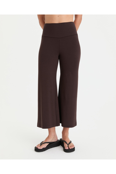 Ayma Active Women's Brown Capri Flow Shorts Pants - Double Layered Bodice, In...