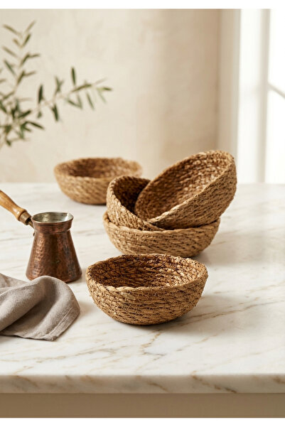 Rossel Premium Έξι Ψάθινο Μπολ-Στολίδι-Παρουσίαση-Καλάθι- 13x5 cm