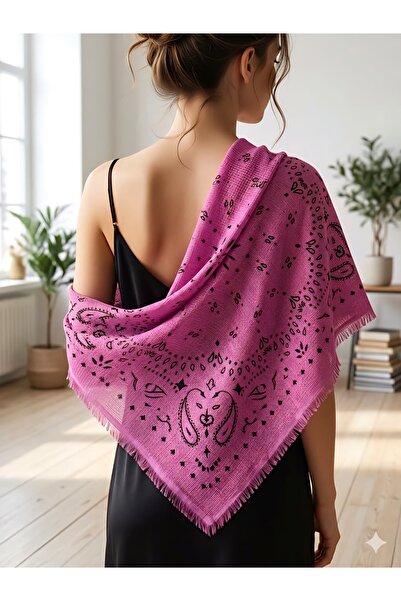 MODA ETNİK DESENLİ PEMBE BOHEM ŞAL