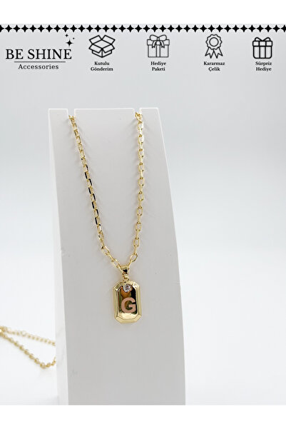Be shine accessories 14K Çelik Harf Kolye - G harfi