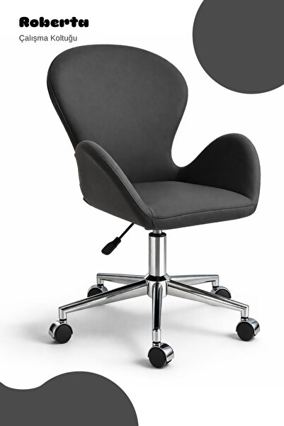 Bürocci Roberta Metal Ayaklı Çalışma Koltuğu-gri Deri-2069a0125