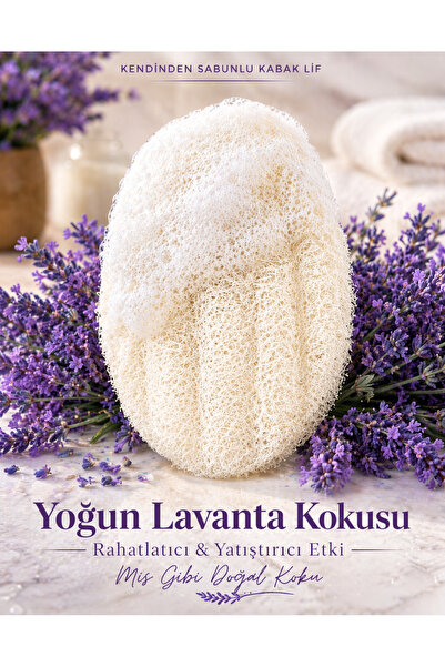 Lavandula Yoğun Lavanta Kendinden sabunlu doğal kabak lifi (Lavanta ve Zeytin...