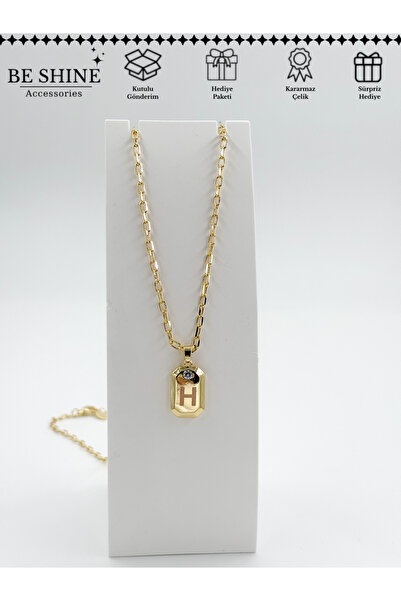 Be shine accessories 14K Çelik Harf Kolye - H harfi