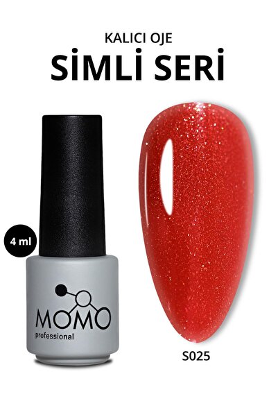 MOMO professional Kalıcı Oje S025, Simli Canlı Kırmızı, 4 ml