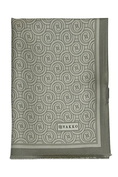 Vakko شال حرير تويل - مونوغرام جديد - ناعم كالحرير