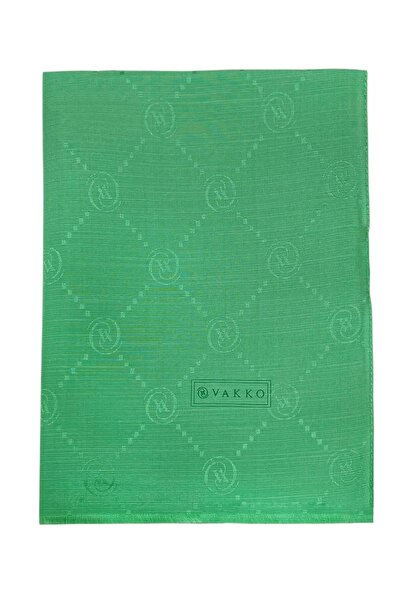 Vakko شال من الحرير القطني - مونوغرام - نعناع غامق