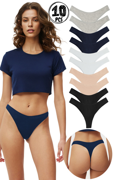 Yohannes Club Γυναικεία βαμβακερά εσώρουχα, κομμένα σε στρινγκ, συσκευασία 10...