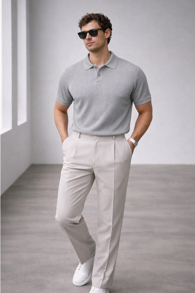 ModaYaren Men's Buttoned Polo Collar Knitwear T-Shirt - Md2042