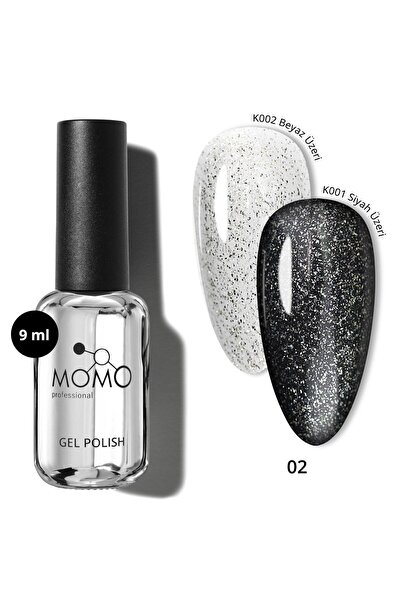 MOMO professional Protez Tırnak Kalıcı Oje Glitter Top Coat 02, Gümüş Sim, 9 ml